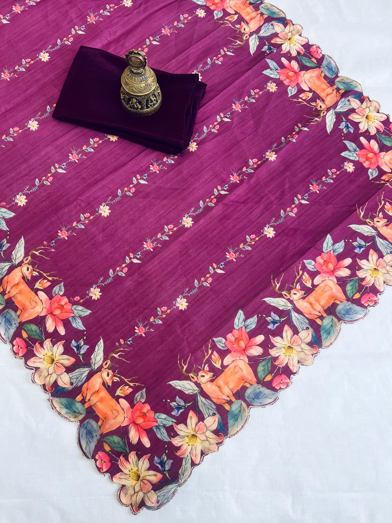 MG 374 Zarna Silk Cut work border Digital Printed Sarees Wholesale Shop In Surat
